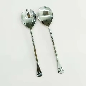 Ensemble de couverts avec manche jaune, ensembles de serveurs à salade en acier inoxydable - Product Image 5