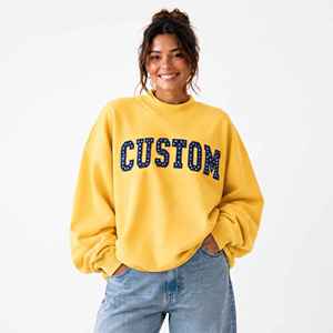 Wholesale Fashion Women Turtleneck <b>Jumpers</b> Custom Applique Embroidery Cotton French Terry Fleece Oversized Mock Neck Sweatshirt - Product Image 1