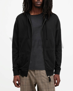 Sweat à capuche zippé respirant en molleton thermique 100 % coton de qualité supérieure, coupe classique, brodé, motif uni imprimé, printemps, prix bas - Product Image 1