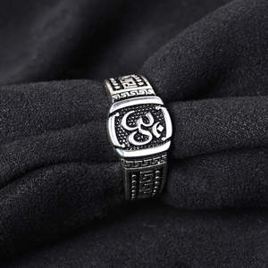 NOVAMART Fine Geometric Rhodium Plated 925 Sterling Silver Men's <b>Ring</b> with Zircon Stone Wholesale Export - Product Image 2