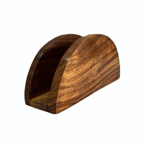 Elegante servilletero moderno de madera de acacia natural, organizador independiente para comedor, mesa de madera sostenible ecológica - Product Image 1