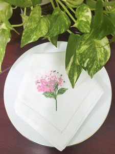 Serviette en tissu de coton personnalisée brodée rose grimpante rose serviette de table ourlet serviettes de table maison hôtel événements vacances - Product Image 3