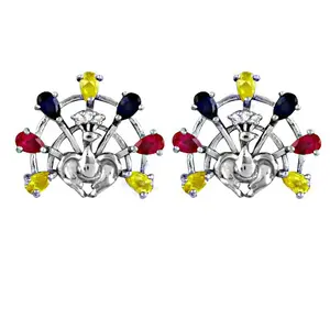 Boucles d'oreilles en cristal de paon argenté pour femmes, bijoux à la mode - Product Image 2