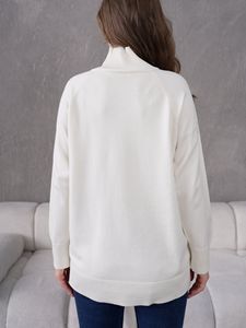Tricots pour femmes tunique à col roulé bouton respirant détaillé personnalisé OEM Service nouvelle mode haute qualité chaud long pull au dos - Product Image 4