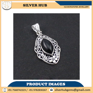 จี้พลอยออนิกซ์สีดำธรรมชาติ เงินแท้ 925 รูปทรงมาร์ควิส จี้คลาสสิก งานแฮนด์เมด รับผลิตแบบ ODM OEM จำหน่ายจำนวนมาก - Product Image 4