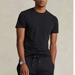 T-shirt en coton uni à manches courtes pour homme, t-shirt graphique tricoté personnalisé avec logo pour hommes - Product Image 2