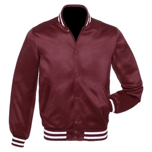 Blouson bombardier universitaire en satin de qualité supérieure veste surdimensionnée en tissu thermique personnalisé de couleur unie au design durable pour hommes - Product Image 3