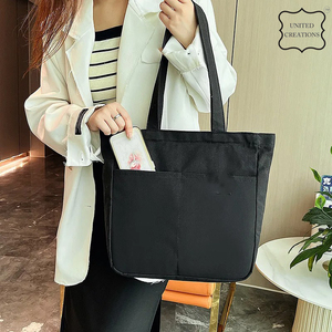 Bolsa de lona de algodón personalizada de alta calidad al por mayor con Bolsillo grande con cremallera ecológica y reciclable - Product Image 3