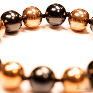 Shungite <b>bracelet</b> with 8 round polished <b>beads</b> 0.39 in (10 mm) <b>beads</b> and 8 round copper plated <b>beads</b> 0.39 in (10 mm), 1 over - Product Image 3