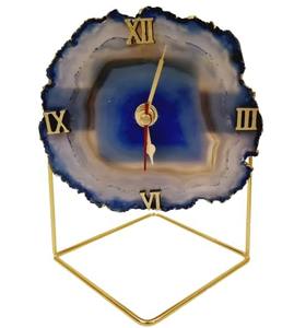 Wholesale Natural Crystal Purple Agate Slice Clock Gemstone Agate <b>Desk</b> Clock with Pearl Home Decoration From Faizacraft - Product Image 1