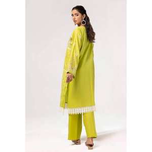 Traje de Dos Piezas para Mujer, Verde, Sin Costuras, Transpirable, 100% Algodón, Chifón Bordado, Corte Holgado - Product Image 3