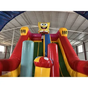 Structure gonflable commerciale à thème Bob l'éponge avec toboggan, équipement de jeu extérieur pour enfants, château gonflable en PVC - Product Image 2