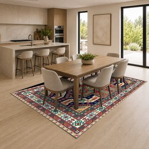Tapis RUGS DEPOT LXDP-0506 en gros, rouge bordeaux, ethnique, kilim, imprimé numériquement, lavable en machine, chenille, antidérapant - Product Image 4