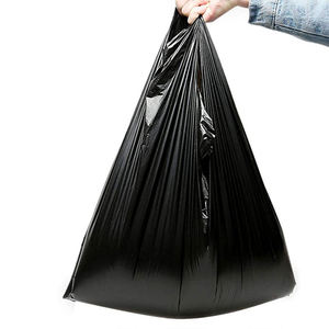 Customized Size Black HDPE Plastic <b>Bags</b> With <b>Heat</b> <b>Seal</b> Handle for T-Shirt & Garbage Made in Vietnam Recyclable Gusset Type - Product Image 2