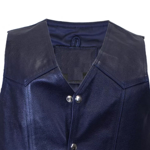 Gilet de motard en cuir noir personnalisé pour hommes avec poches, nouveau gilet en cuir de vachette Oem pour la conduite de moto en hiver - Product Image 4