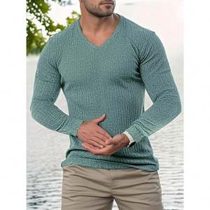 เสื้อยืดพิมพ์ลายโลโก้แบบนูน เสื้อยืดโอเวอร์ไซส์เรียบๆ ผ้าคอตตอน เสื้อยืดผู้ชาย - Product Image 1