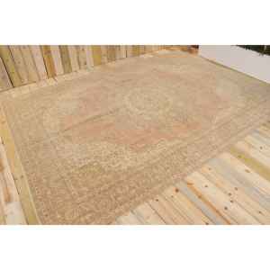 Tapis turc 8,4 x 11,5 pieds, tapis vintage, tapis abstrait beige en laine - Product Image 1