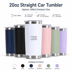 Custom Logo 20oz Straight Car Tumbler 304 Stainless Steel Vacuum <b>Insulated</b> Travel <b>Mug</b> With Straw and Splash Proof Lid For Daily - Product Image 1