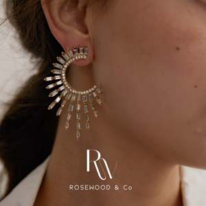 Orecchini a perno dorati a forma di sole, con zirconi bianchi, geometrici, pendenti, per regalo - Product Image 6