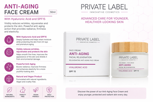 Private Label Anti Aging <b>Face</b> <b>Cream</b> 50ml OEM | <b>Hyaluronic</b> <b>Acid</b> SPF15 Wrinkle <b>Cream</b> | Vegan Skincare | Made in Spain EU - Product Image 2