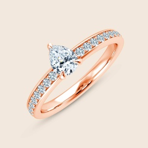 Diamant de laboratoire taille poire 0,3 carat, micro-bague solide en or massif 14K, couleur F-VS, cadeau d'anniversaire de mariage - Product Image 3