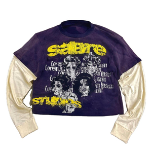 ปรับแต่งบุรุษผ้าฝ้ายเสื้อยืดแขนยาวพิมพ์ดิจิตอลเสื้อยืดสองชั้นที่กําหนดเองเสื้อยาวผ้าลูกฟูกน้ําหนักหนัก - Product Image 3