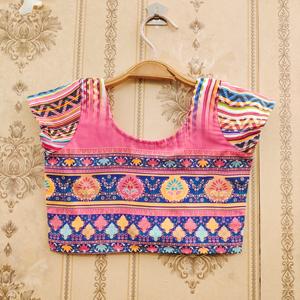 Ensemble Lehenga Choli pour filles, imprimé Leriya, entièrement cousu, longueur au sol, rose vif, traditionnel, pour les fêtes d'enfants - Product Image 3