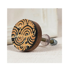 Boutons d'armoire ronds en bois marron et noir Boutons en marbre les plus vendus avec taille de forme de couleur personnalisée Fabriqué en Inde Article - Product Image 1