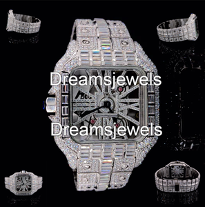 Hip Hop Luxury Quartz Square Analog Fully for Out Mens <b>Watch</b> Iced Custom Bling <b>Diamond</b> Silver Jewelry Moissanite - Product Image 4