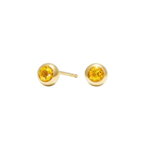 Boucles d'oreilles classiques en or jaune 14 carats avec pierre de naissance Boucles d'oreilles en zircon plat à la mode pour les anniversaires et les fiançailles - Product Image 1