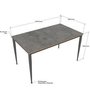 BA68164 140cm Minimalist <b>Dining</b> <b>Table</b> Set Industrial <b>Small</b> Plywood Top with Tapered Iron Legs Assembly Required - Product Image 4
