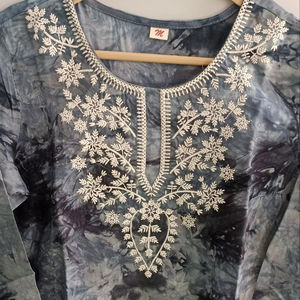 KURTI COURT BRODÉ PAKISTANI POUR FEMMES ET FILLES DÉBARDEUR GÉOMÉTRIQUE DÉCONTRACTÉ POUR PRINTEMPS ET AUTOMNE - Product Image 1