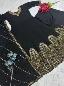 Vestido Anarkali de trabajo de secuencia de bordado de seda pesada de último diseñador por FabZone - Product Image 5