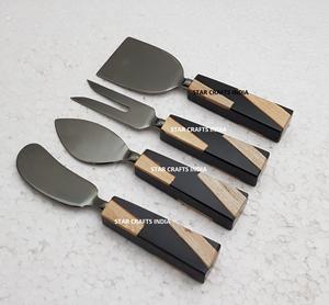 Gran oferta, utensilios para queso de resina epoxi, mango creativo hecho de resina y acero inoxidable con juego de machet plateado, herramientas para queso - Product Image 4