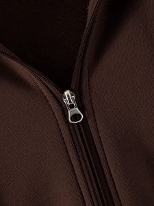 Sudadera con capucha informal con cremallera para mujer, venta al por mayor, logotipo personalizado, bolsillo de Color sólido, sudaderas con capucha gruesas con cremallera completa para mujer en blanco - Product Image 3