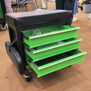 Rolling Mechanic <strong>Stool</strong> &amp; Garage Creeper Seat with 3-Drawer Tool Storage Chest - Product Image 2