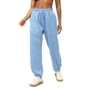 Pantalones de chándal holgados de rizo en blanco de gran tamaño con logotipo personalizado para mujer, pantalones de chándal informales para mujer, pantalones de chándal deportivos para mujer, servicio OEM - Product Image 2