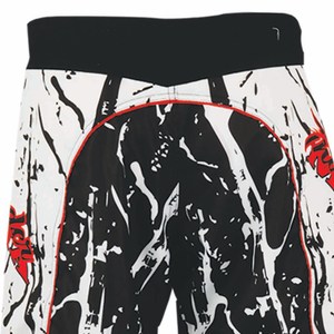 กางเกงมวยไทยขายส่งยอดนิยม ออกแบบเองได้ ยืดหยุ่นสูง แห้งเร็ว สีขาวดำ โพลีเอสเตอร์ 100% - Product Image 6