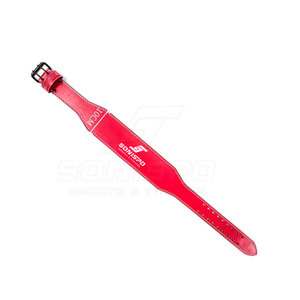 Cinturón de Levantamiento de Pesas de Cuero SONISPO SSF-521, Resistente al Desgaste, Rojo, Ajustable, Soporte Lumbar para Entrenamiento de Fuerza, Unisex, con Hebilla - Product Image 4