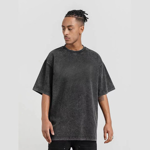 Blanc grande taille lourd 230 Gsm goutte épaule T-Shirts 100% coton sur mesure surdimensionné Vintage lavé T-shirt pour hommes - Product Image 1