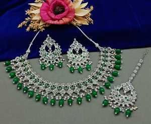 Indian Traditional Kundan Silver Plated <b>Jewellery</b> <b>Set</b> and Copper Necklace <b>Set</b> for Women & <b>Girl</b> Indian Accessories Jewlery Women - Product Image 2