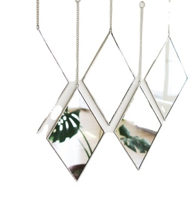 Geometric Wall Decoration Living Room Wall Decor <b>Hanging</b> Wall Decorative <b>Mirror</b> with Boho Fringe - Product Image 1