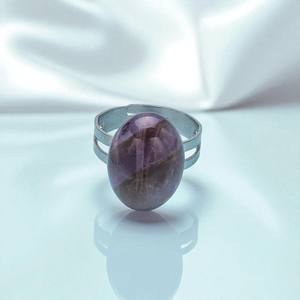 925 Silver Natural Amethyst Birthstone 10x14 MM Oval Cabochon <b>Ring</b> - Product Image 1