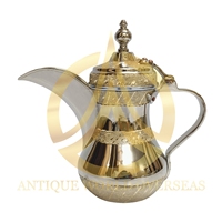 Cafetière arabe en métal Dallah, en laiton avec couvercle en acier inoxydable, couleur/logo personnalisés, taille personnalisée, pour hôtel, restaurant, café, thé