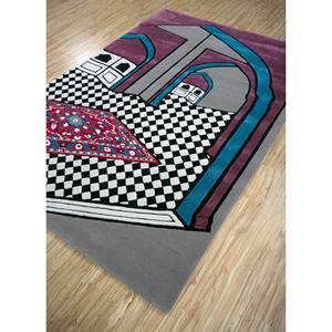 Alfombra de Lana y Viscosa Gris Negra Tufted a Mano Concoction Top-9081 para Sala de Estar, Alfombra Rectangular a Rayas para Pasillo, Material PVC - Product Image 2