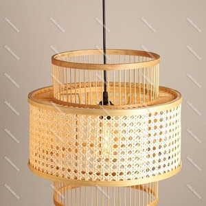 Lámpara Colgante Moderna de Mimbre Natural para Decoración del Hogar, Pantalla Ajustable de Bambú y Papel Trenzado para Dormitorio, Comedor y Techo - Product Image 4