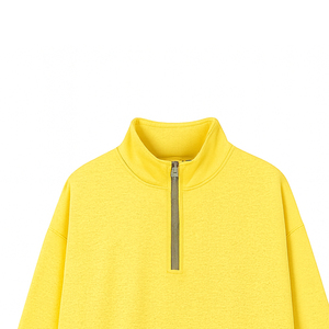 Pull décontracté coupe ample demi-fermeture éclair sweat à col roulé col montant grande taille solide fermeture éclair manches longues hiver 100% coton - Product Image 3