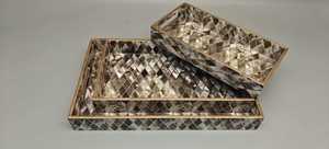 Bandeja de incrustaciones de hueso de forma Rectangular para manualidades, bandeja decorativa para el hogar para mesa de centro, patrón único, prueba de artesanía de hueso - Product Image 4