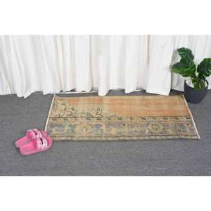 Alfombra de lana turca Vintage 16X32 pies Beige y azul estilo tradicional patrón de retazos respaldo de látex para decoraciones de sala de estar - Product Image 4