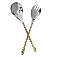 Cuillère à salade royale en acier inoxydable de qualité alimentaire, manche en forme de balai, finition dorée, compatible lave-vaisselle, luxe moderne pour la maison et les mariages, ustensiles à salade